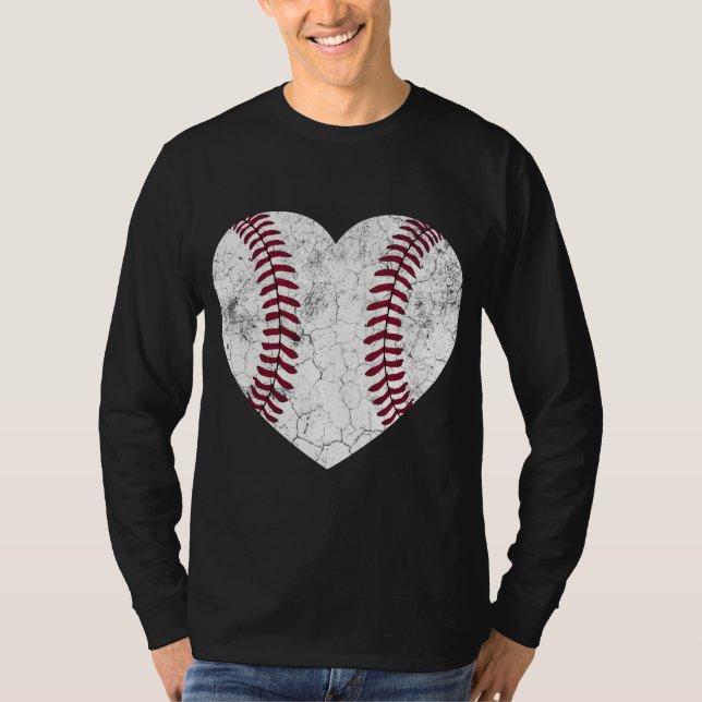 Baseball Heart Fun Mom Dad Men Women SOFTBALL Gift T-Shirt (Front)