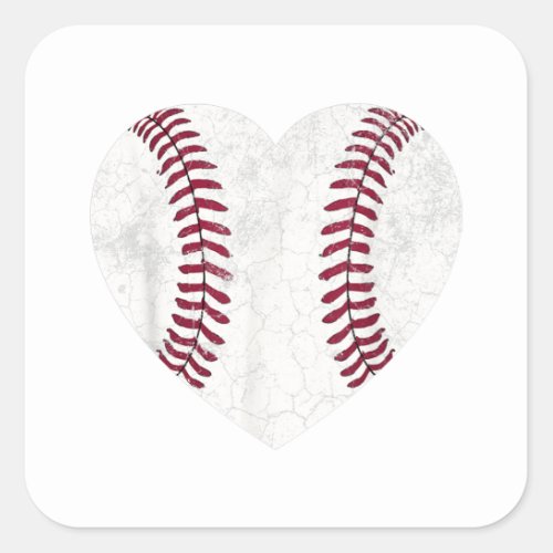 Baseball Heart Shirt Cute Mom Dad Men Women Softba Square Sticker
