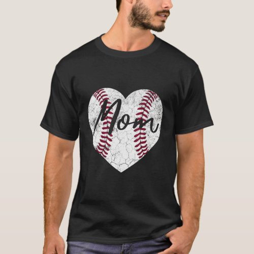 Baseball Heart Softball Mom MotherS Day T_Shirt