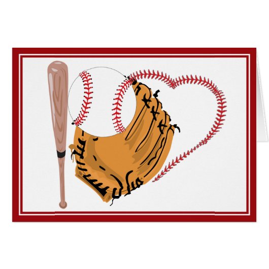 Baseball Heart & Text Cards (Front Horizontal)