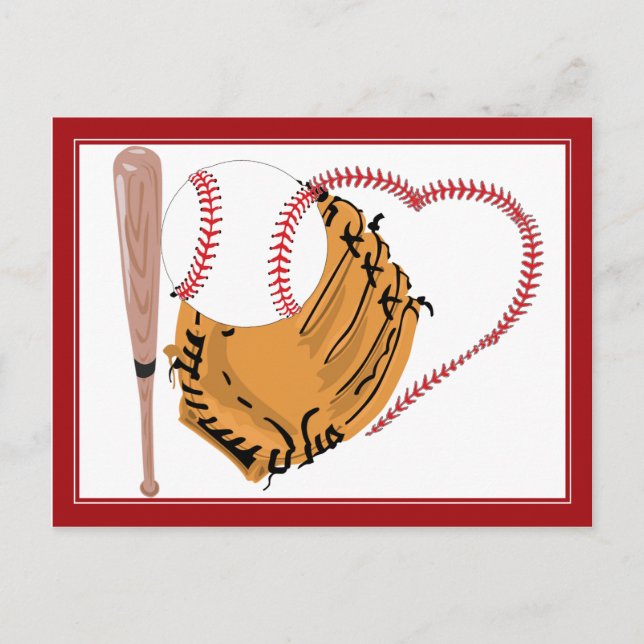 Baseball Heart & Text Postcard (Front)