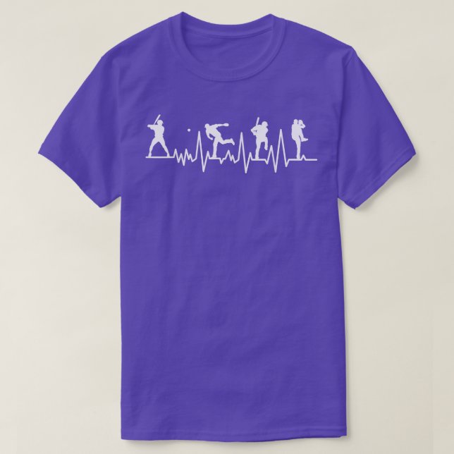 Baseball Heartbeat Funny Baseball Player Fans Mens T-Shirt (Design Front)