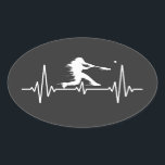 Baseball Heartbeat funny Baseball Players Oval Sticker<br><div class="desc">Baseball Heartbeat funny Baseball Players And Fans design Gift Oval Sticker Classic Collection.</div>