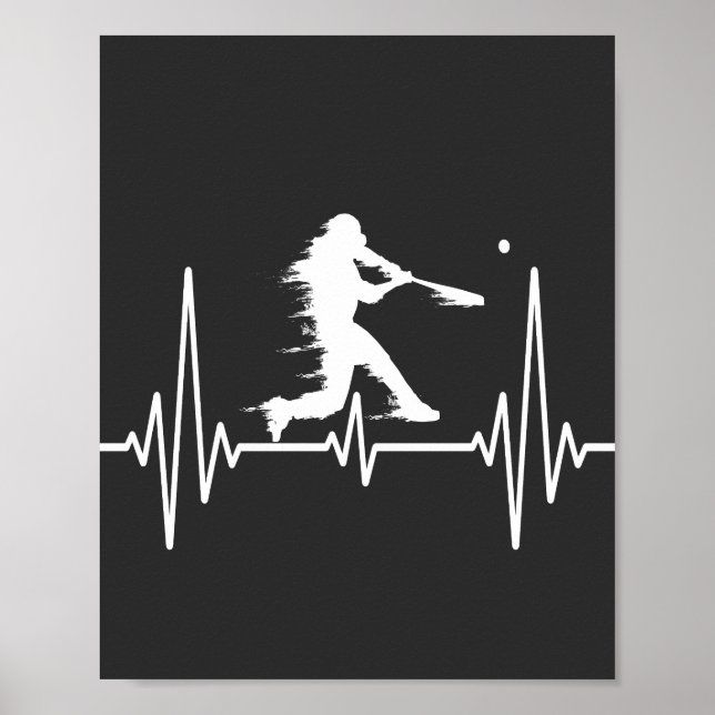 Baseball Heartbeat funny Baseball Players Poster (Front)
