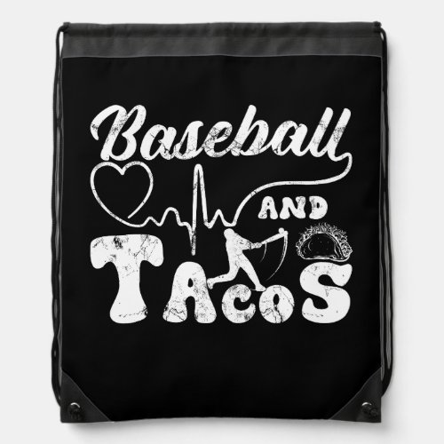 Baseball Heartbeat Player Fan Coach Dad For Taco L Drawstring Bag