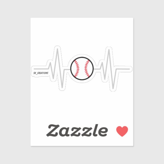Baseball Heartbeat Sticker (Sheet)