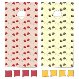 Baseball helmet and balls pattern cornhole set