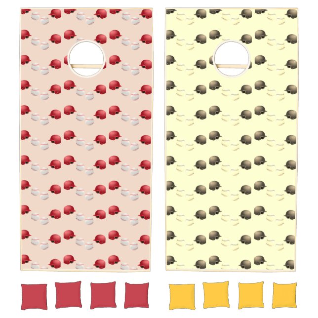 Baseball helmet and balls pattern cornhole set (Set)