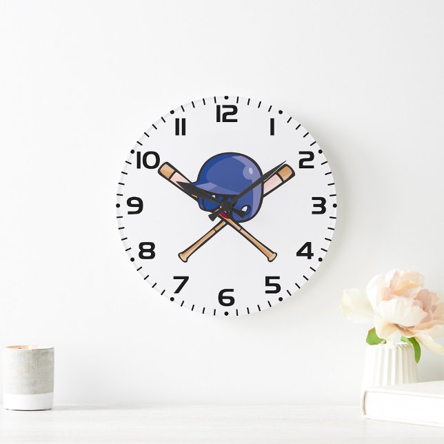 Baseball Helmet and Bats Sports Large Clock (Creator Uploaded)