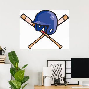 Baseball Helmet and Bats Sports Poster