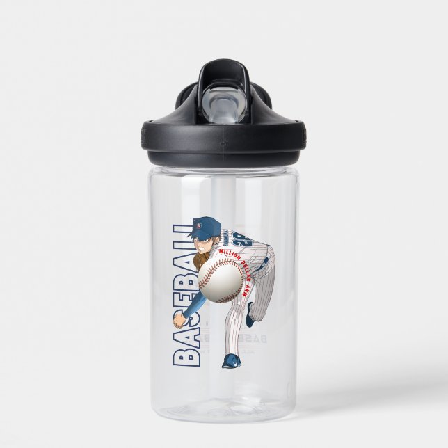 Baseball Hero with Million Dollar Arm | Kids Water Bottle (Front)