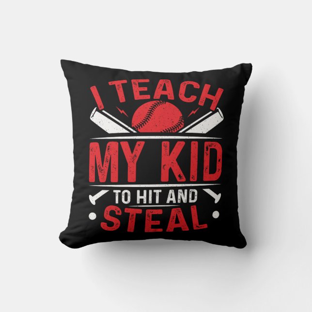 Baseball Hit and Steal Throw Pillow (Front)