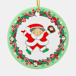 Baseball Holiday Gift Ceramic Ornament