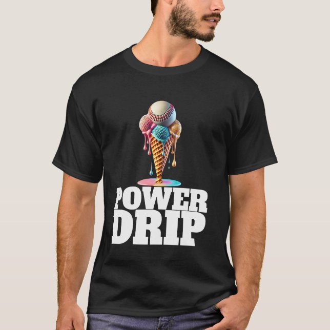 Baseball Home Plate Drip Ice Cream Drip Baseball B T-Shirt (Front)