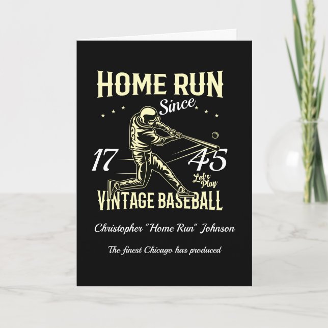 Baseball Home Run Retro Birthday Card (Front)