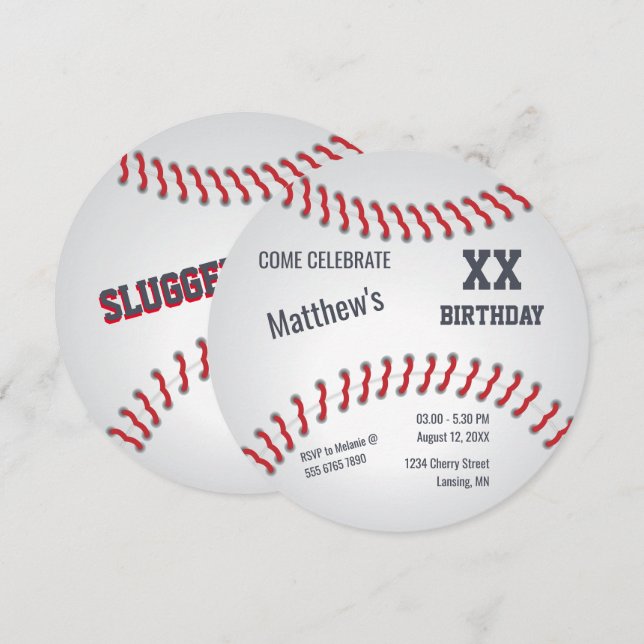 Baseball Home-run Sluggers Birthday Party Invitation (Front/Back)