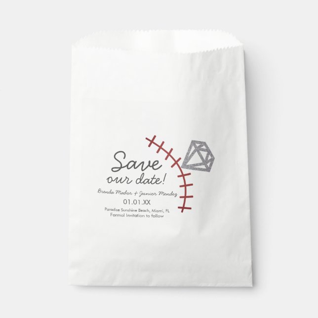 Baseball Homerun Diamond Gem  Save The Date     Favor Bag (Front)
