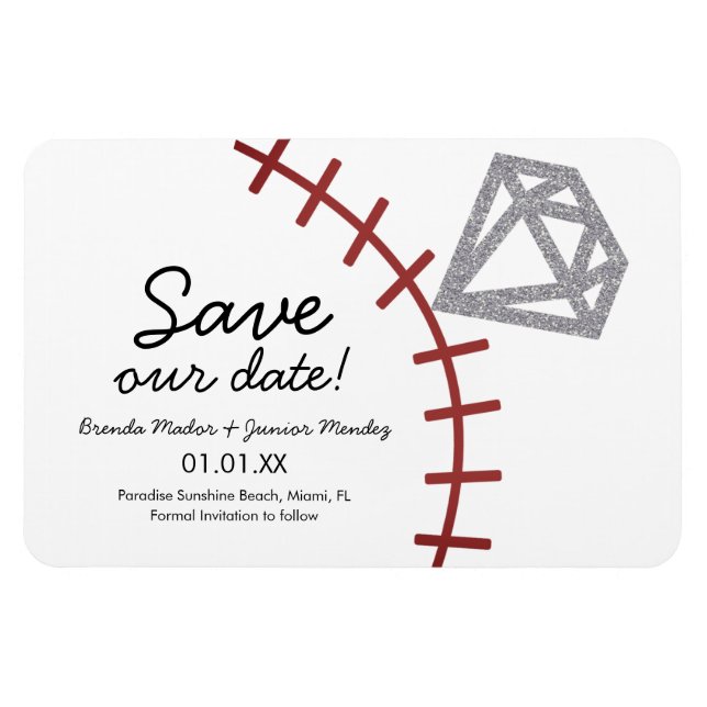Baseball Homerun Diamond Gem  Save The Date  Magnet (Horizontal)