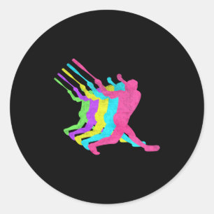 Baseball Homerun Hit 80s Colors Classic Round Sticker