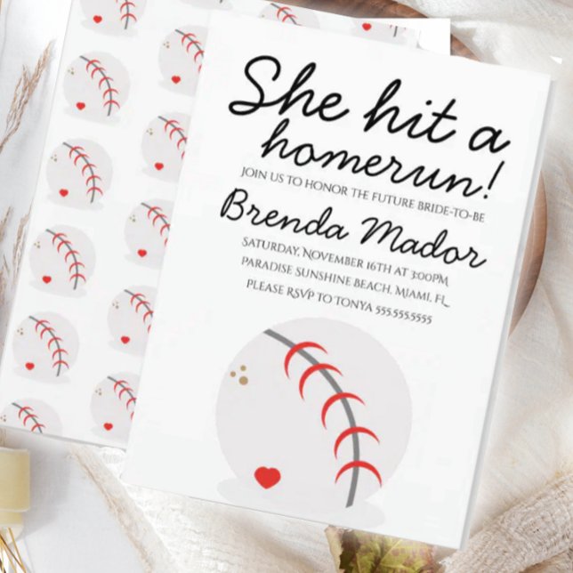 Baseball Homerun Sports Lover Bridal Shower Invitation (Creator Uploaded)