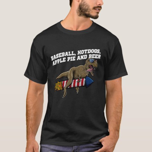 Baseball Hotdogs Apple Pie Beer 4th of July Party  T_Shirt
