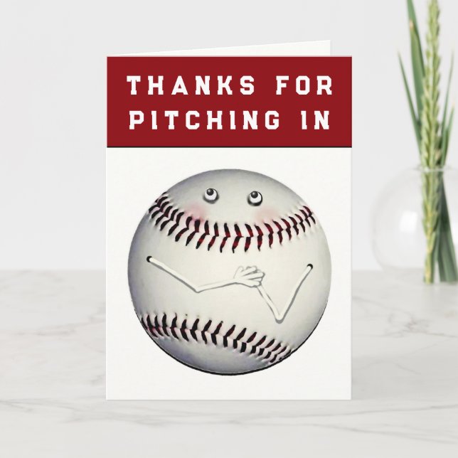 Baseball Humor Letterpress Thank You Card (Front)