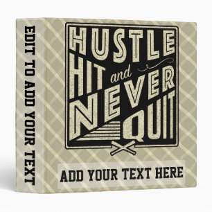Baseball Hustle Hit & Never Quit 3 Ring Folder