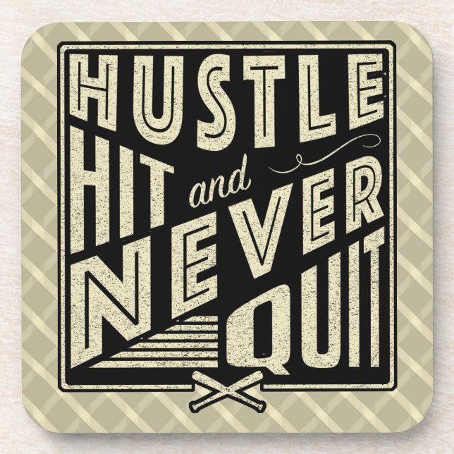 Baseball Hustle Hit Never Quit Coaster Set (Front)