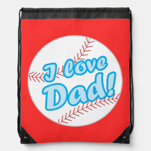 Baseball I Love Dad Drawstring Bag