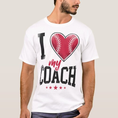 Baseball I Love My Coach Heart Vintage T_Shirt