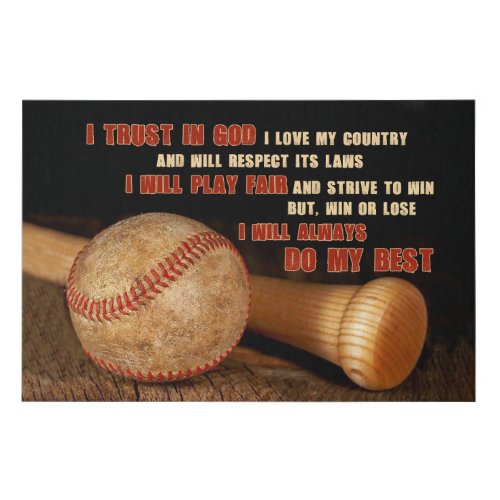 Baseball I trust in God Motivational Faux Canvas Print