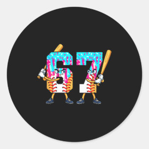 Baseball Ice Cream 67 Six Seven Cool Player 6 7 Dr Classic Round Sticker