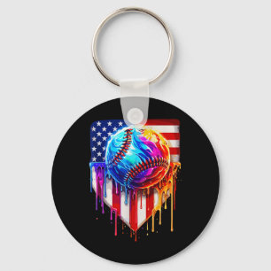 Baseball Ice Cream American Flag Drip Keychain