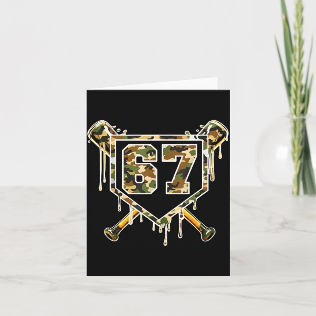 Baseball Ice Cream Drip 67 Camo Six Seven Funny Me Card (Front)