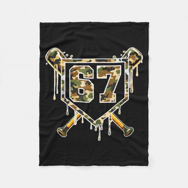 Baseball Ice Cream Drip 67 Camo Six Seven Funny Me Fleece Blanket (Front)