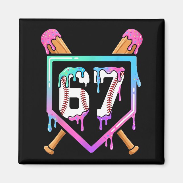 Baseball Ice Cream Drip 67 Player Dabbing Six Seve Magnet (Front)