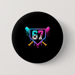 Baseball Ice Cream Drip 67 Six Seven Meme Number 6 Button