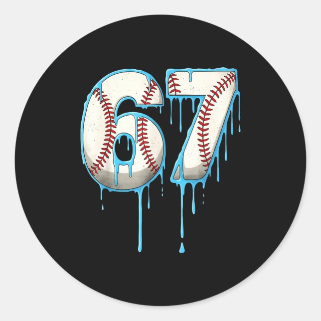 Baseball Ice Cream Drip 67 Six Seven Meme Number 6 Classic Round Sticker (Front)