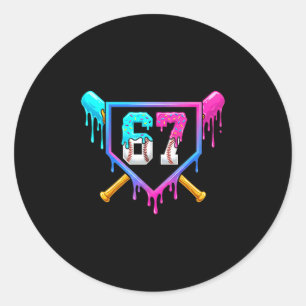 Baseball Ice Cream Drip 67 Six Seven Meme Number 6 Classic Round Sticker