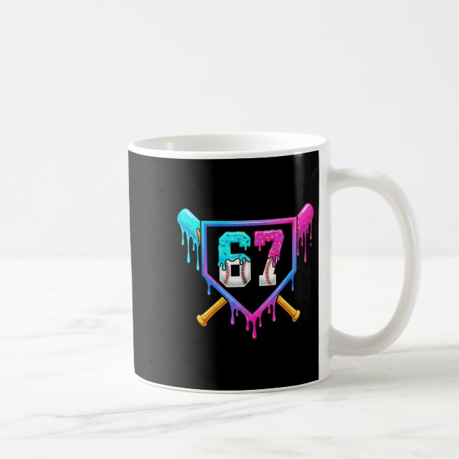 Baseball Ice Cream Drip 67 Six Seven Meme Number 6 Coffee Mug (Right)