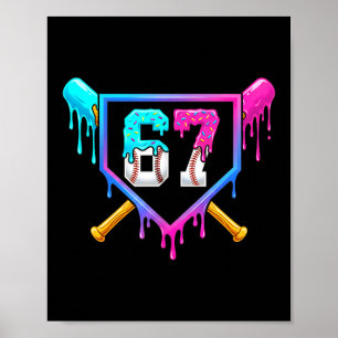 Baseball Ice Cream Drip 67 Six Seven Meme Number 6 Poster