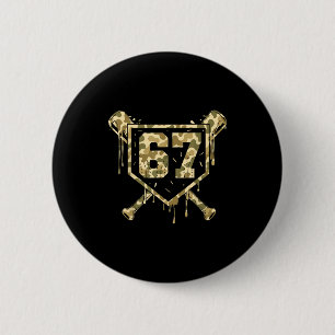 Baseball Ice Cream Drip Camo Number 67 Player 67th Button