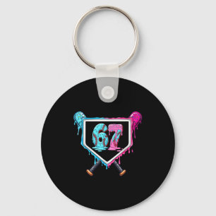 Baseball Ice Cream Drip Number 67 Player 67th Birt Keychain