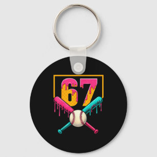 Baseball Ice Cream Drip Number 67 Player 67th Birt Keychain