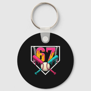 Baseball Ice Cream Drip Number 67 Player 67th Birt Keychain