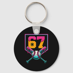 Baseball Ice Cream Drip Number 67 Player 67th Birt Keychain