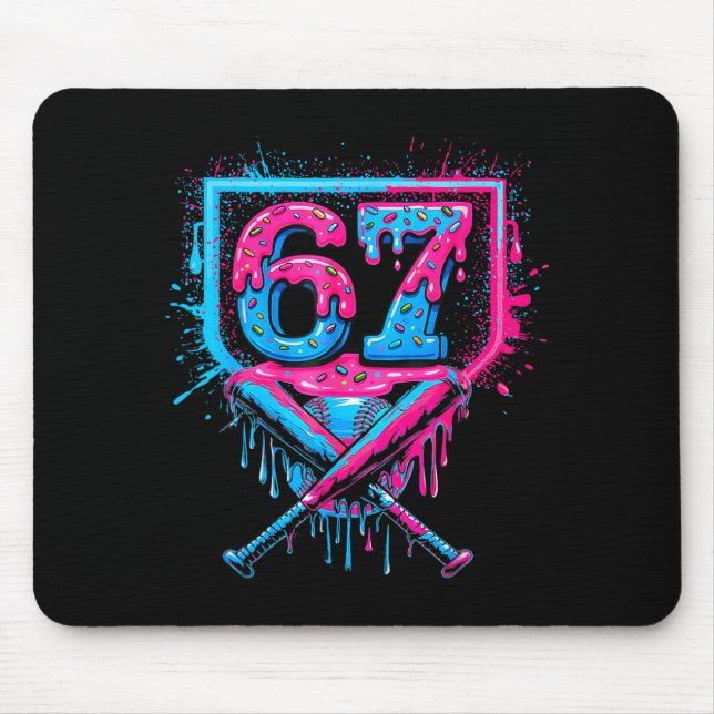 Baseball Ice Cream Drip Number 67 Player 67th Birt Mouse Pad (Front)