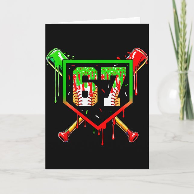 Baseball Ice Cream Drip Number 67 Player 6 7 Chris Card (Front)