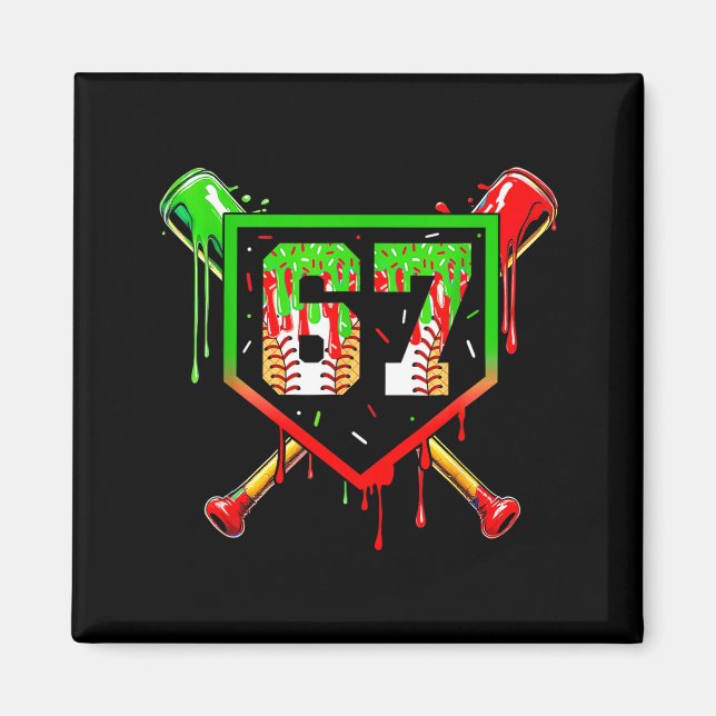 Baseball Ice Cream Drip Number 67 Player 6 7 Chris Magnet (Front)