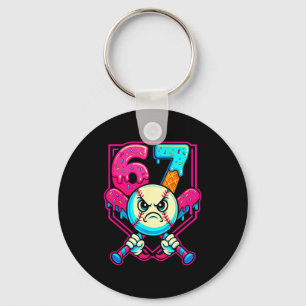 Baseball Ice Cream Drip Number 67 Six Seven Meme 6 Keychain